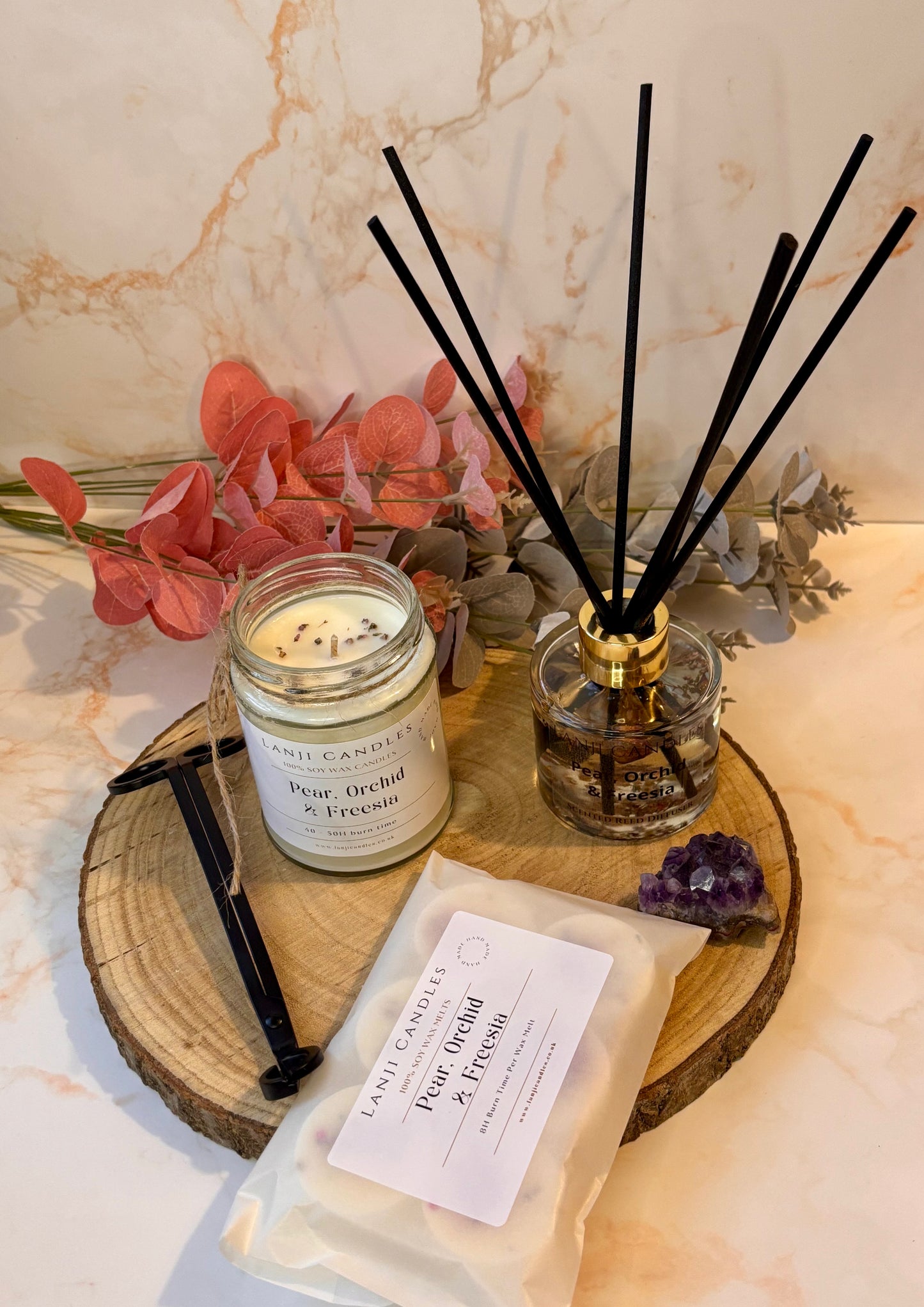 Pear, Orchid & Freesia Scented Soy Wax Candle | Seasonal Collection